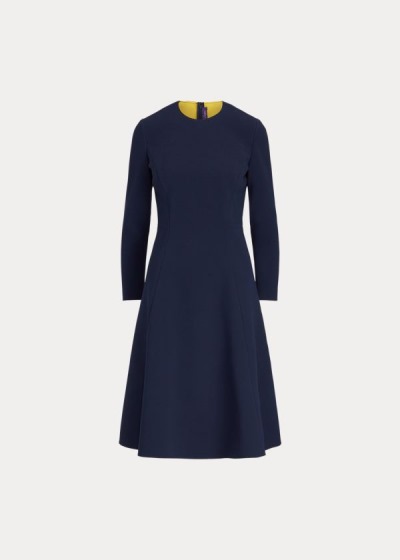 Vestidos Ralph Lauren Mujer Azul Marino / Amarillos - Viola Double-Faced Cady - UFCBW7624